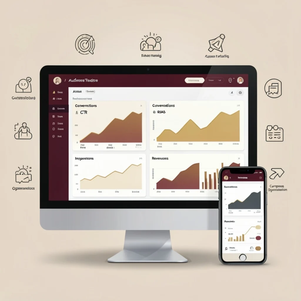 Performance marketing dashboard showing campaign analytics